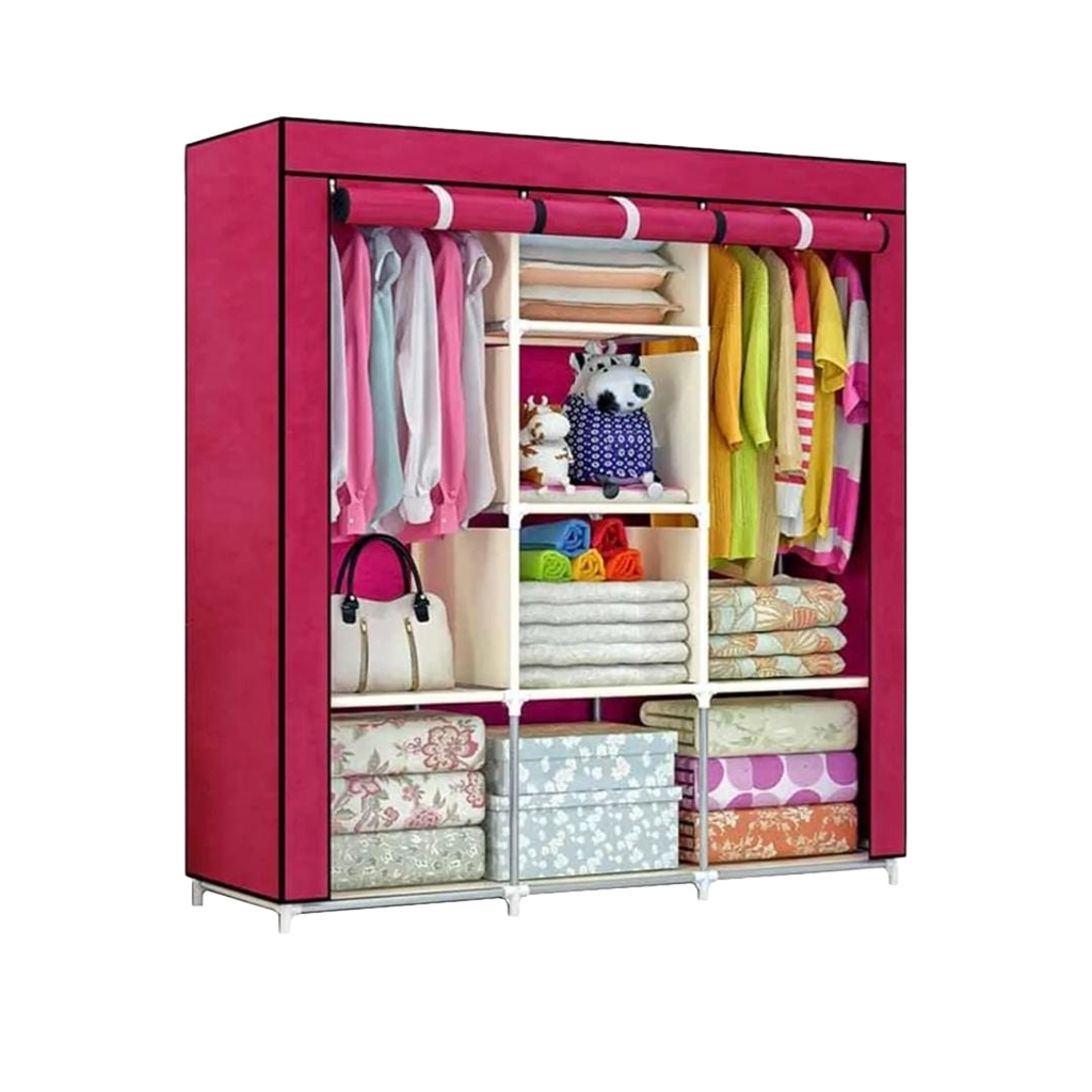 Portable Wardrobe With Adjustable Closets For Storage
