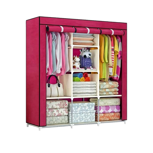 Portable Wardrobe With Adjustable Closets For Storage