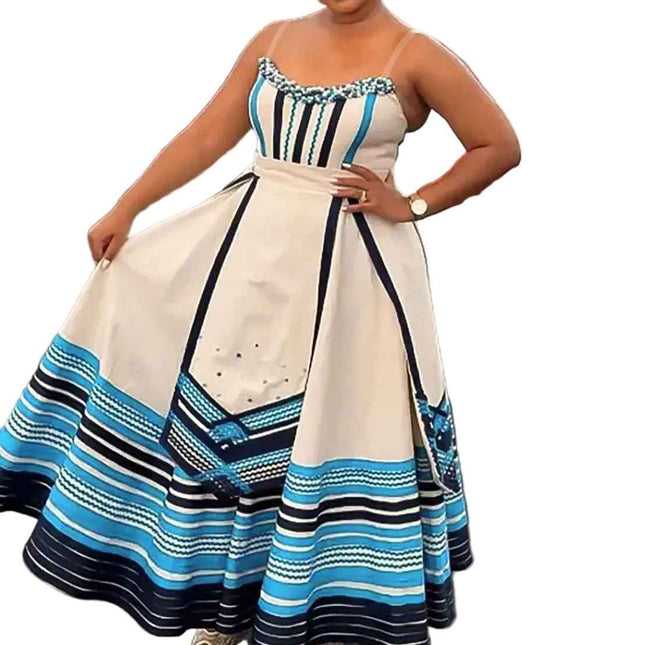 Blue And White Traditional Dress For Women Elegant Ethnic Wear