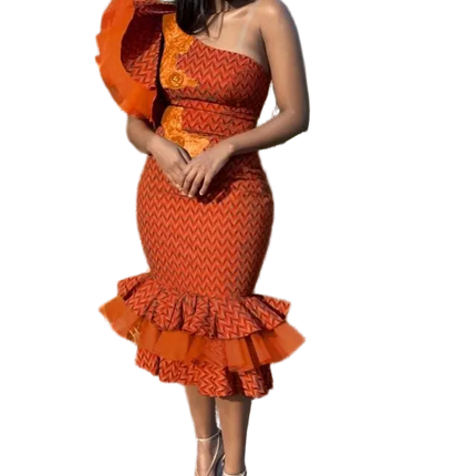 Orange Event Dress For Women Elegant Fit For Formal Occasions