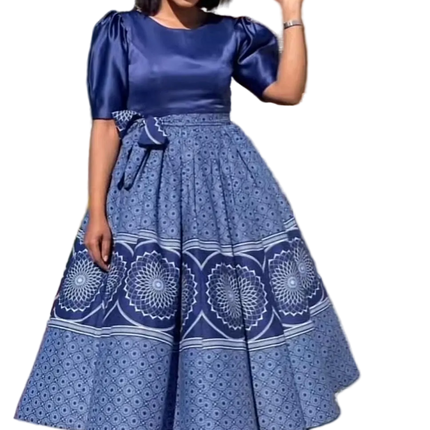 Navy Blue Traditional Formal Dress Elegant A Line Gown For Women by Vicetech Merchants