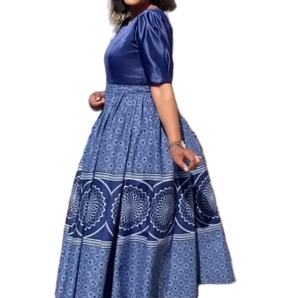Navy Blue Traditional Formal Dress Elegant A Line Gown For Women by Vicetech Merchants