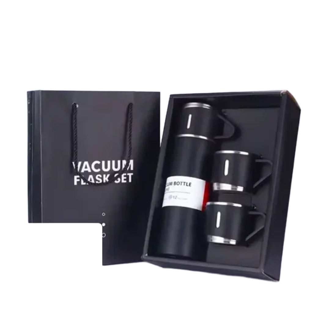 Stainless Steel Flask Set With Two Cups And Carrying Case