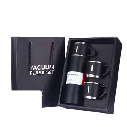 Stainless Steel Flask Set With Two Cups And Carrying Case
