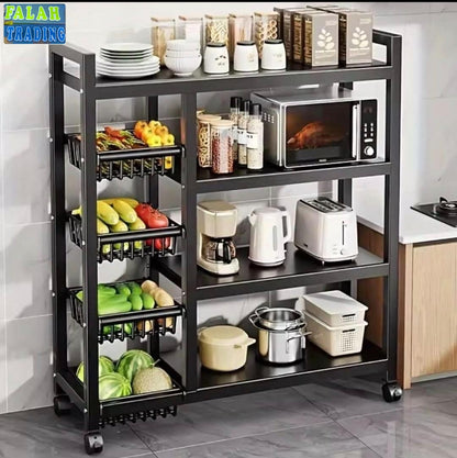 Four Tier Metal Kitchen Storage Rack For Small Spaces