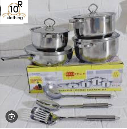 Stainless Steel Eleven Piece Pots Kitchen Combo Set