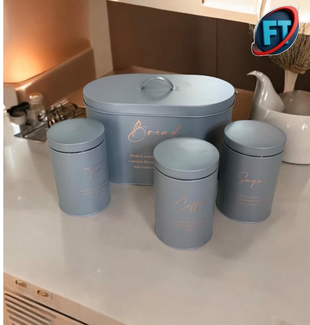 Breadbin and Canister Set for Kitchen Storage Airtight Lids