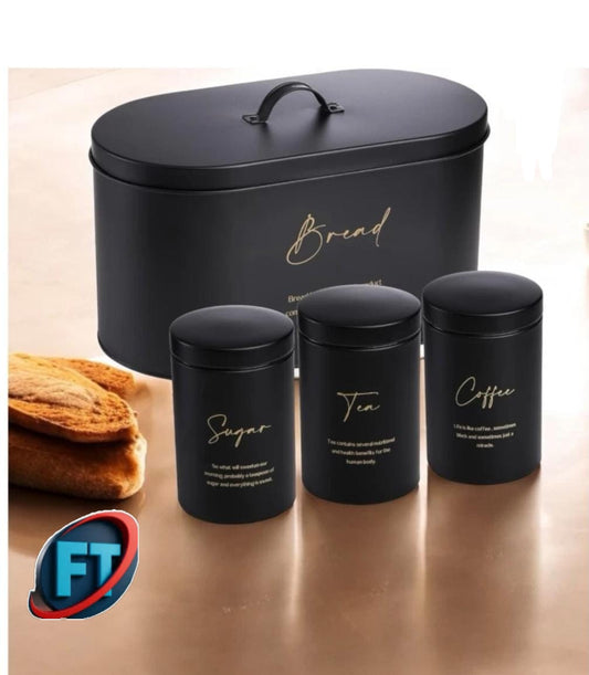 Breadbin and Canister Set for Kitchen Storage Airtight Lids