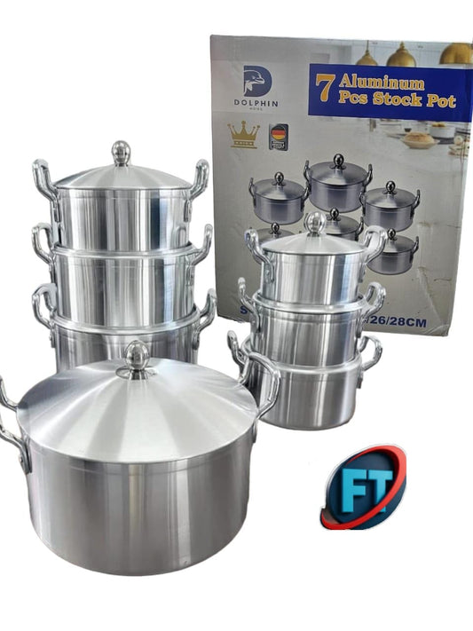 Dolphin 7 Piece Aluminum Pots Set for Everyday Cooking