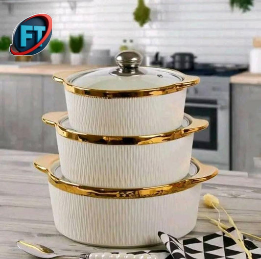 Ceramic 3 Piece Pot Set For Plants Home Decor And Garden