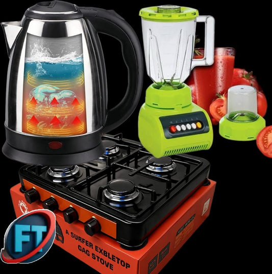 Kitchen Combo Gas Stove Juicer Grinder And Electric Kettle