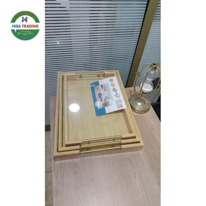 Wooden Serving Trays Set 3 Piece For Kitchen Dining Table