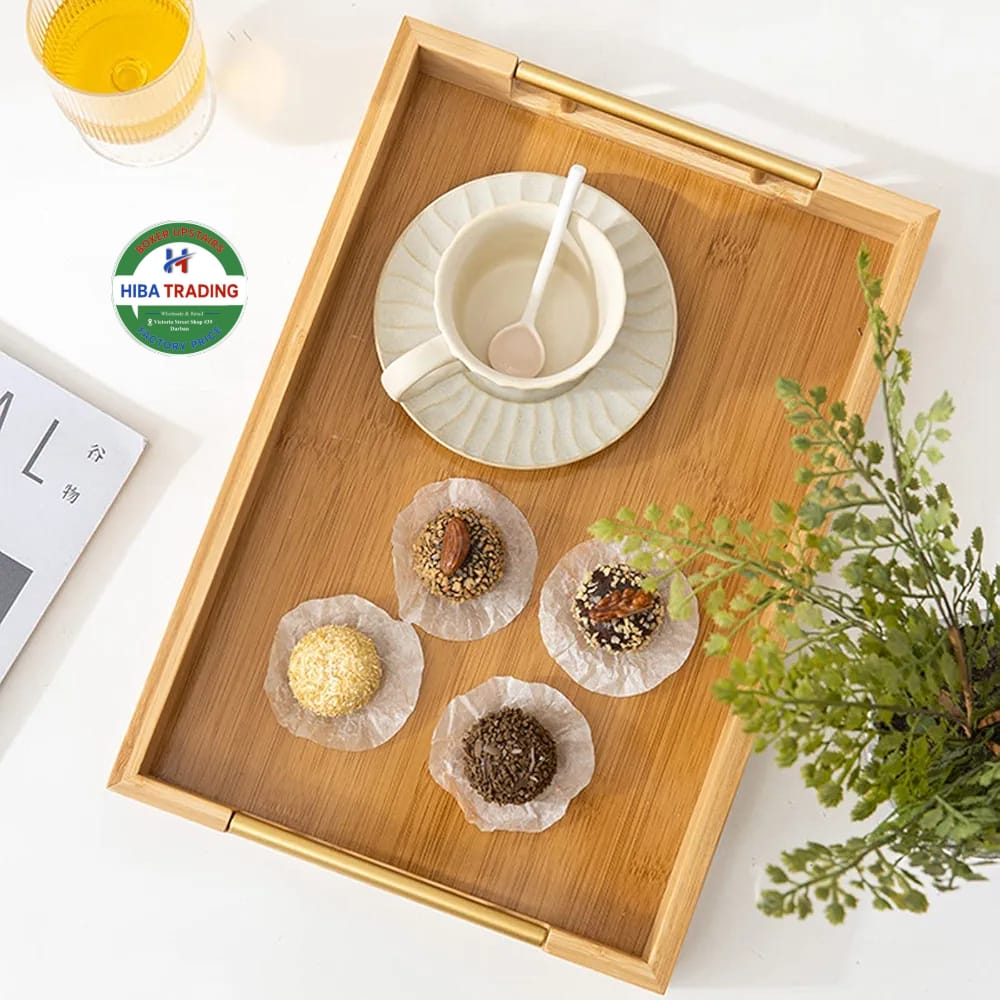 Wooden Serving Trays Set 3 Piece For Kitchen Dining Table