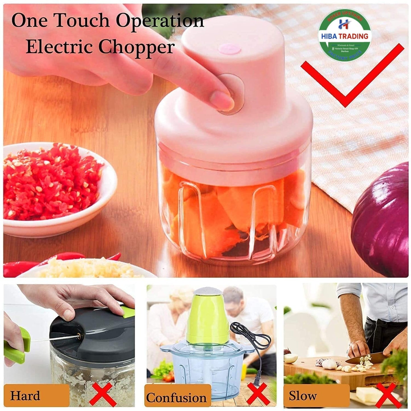 Electric Chopper 250ml Swift Chopping Kitchen Gadget