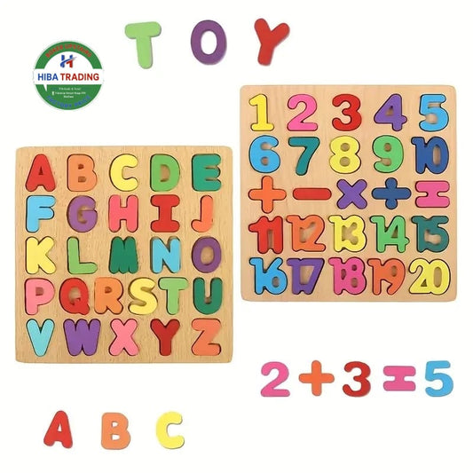 Wooden Number And Spelling Puzzle For Kids Educational Toy