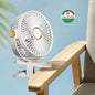 USB Clip Fan With Brushless Motor Night Lamp 5 Wind Gear