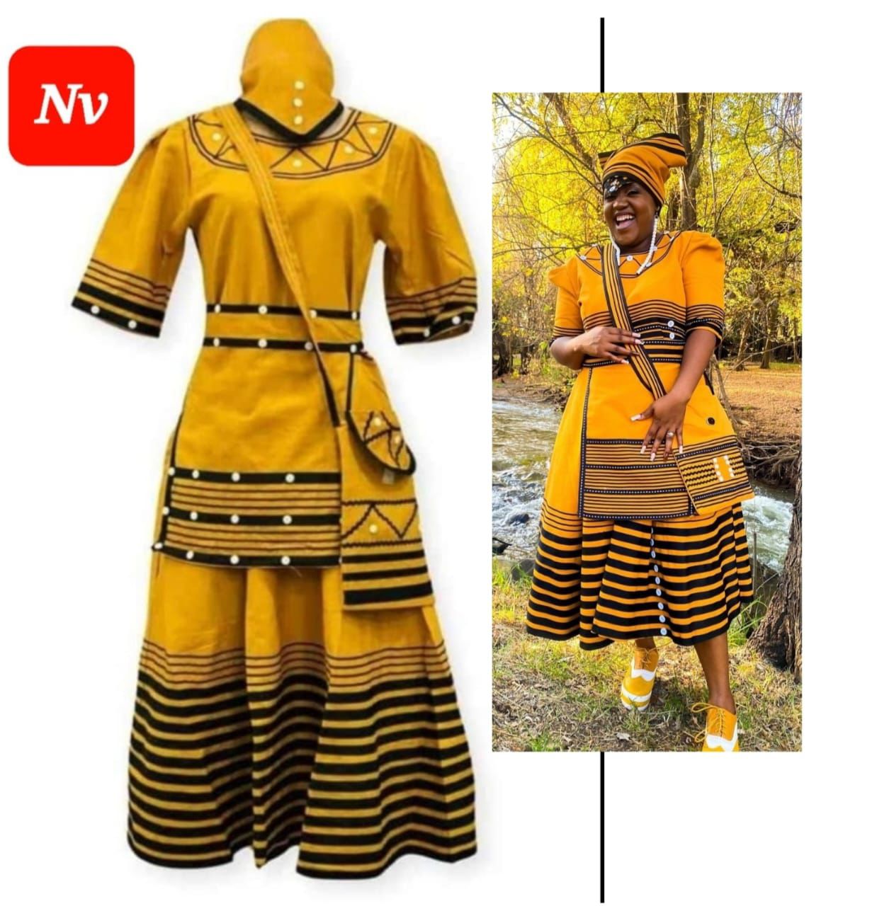 Xhosa Traditional Dress With Bold Beadwork And Patterns