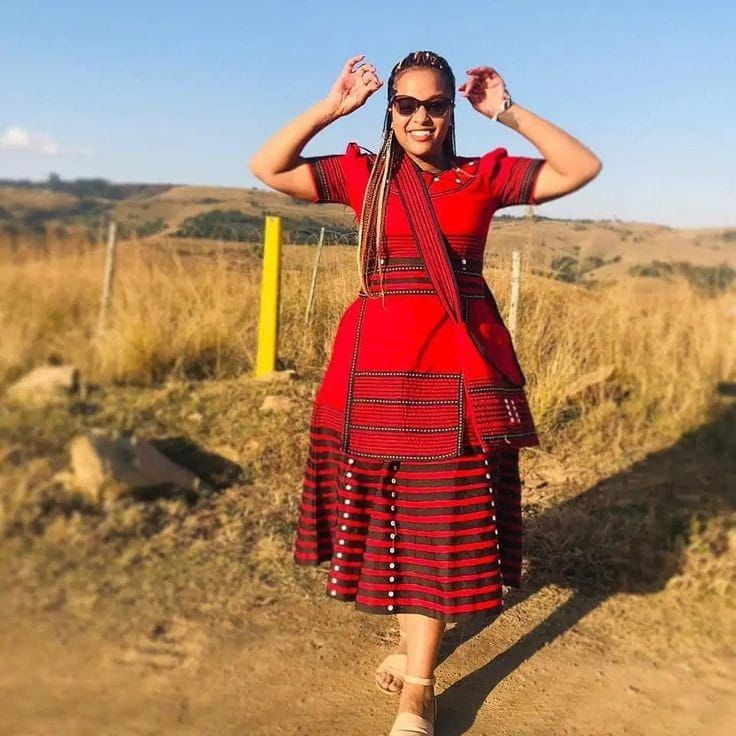 Xhosa Traditional Dress With Bold Beadwork And Patterns