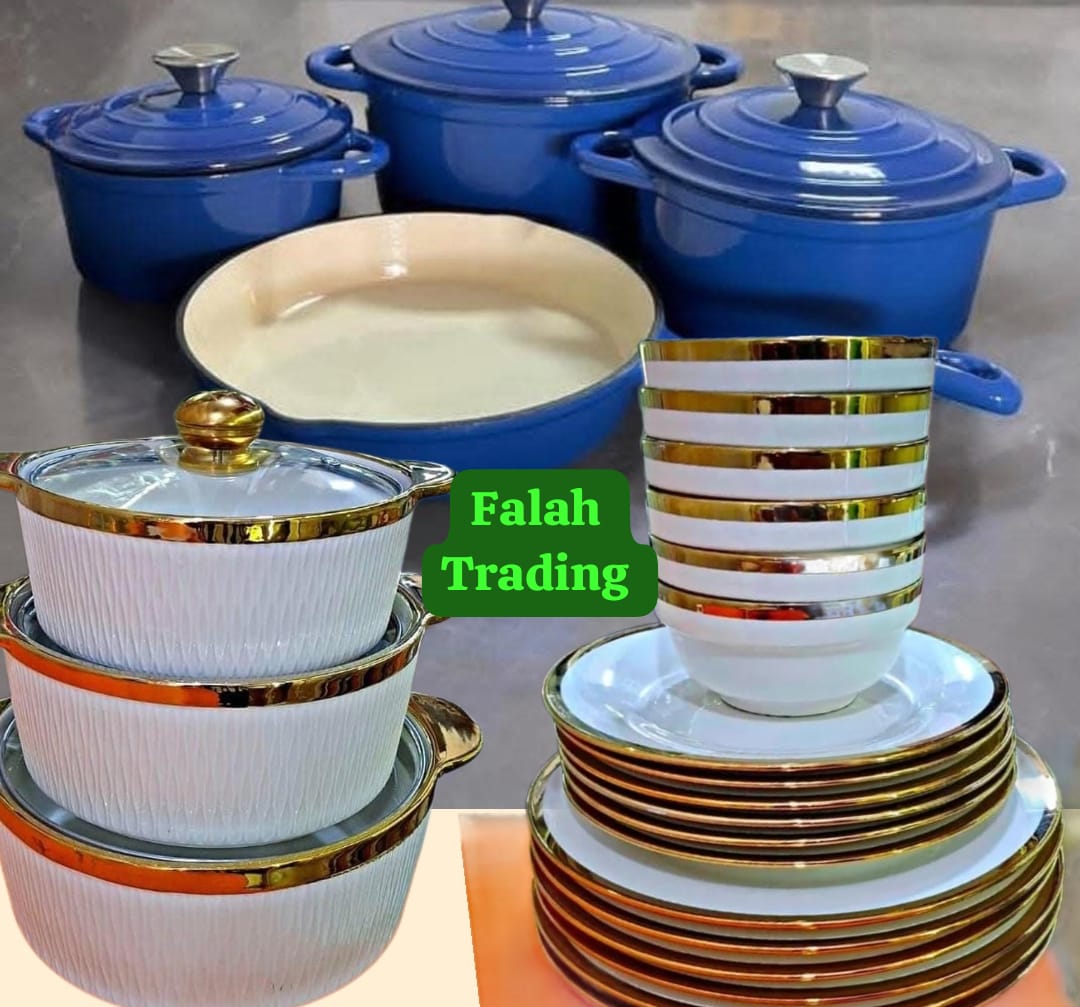 Kitchen Combo Set 7 Iron Pots 3 Ceramic Pots 6 Plates