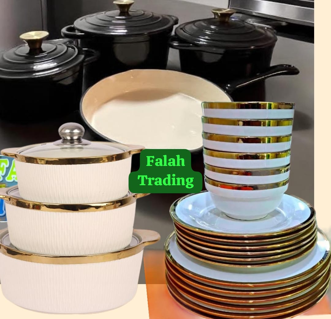 Kitchen Combo Set 7 Iron Pots 3 Ceramic Pots 6 Plates