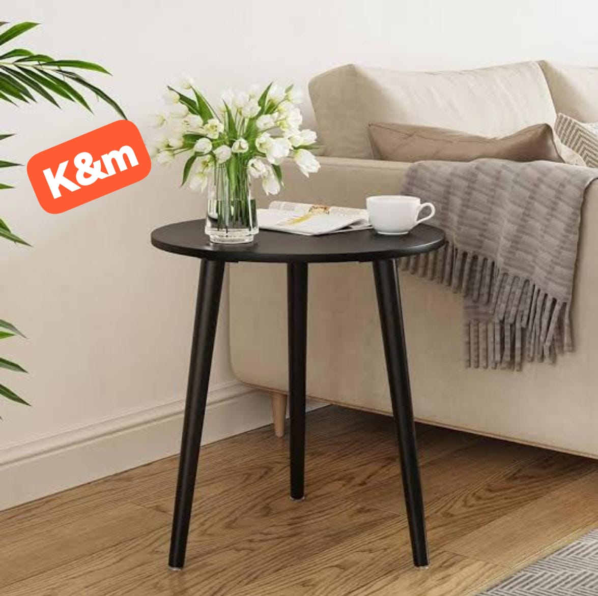 Round Coffee Table With Solid Wood Top Modern Living Room