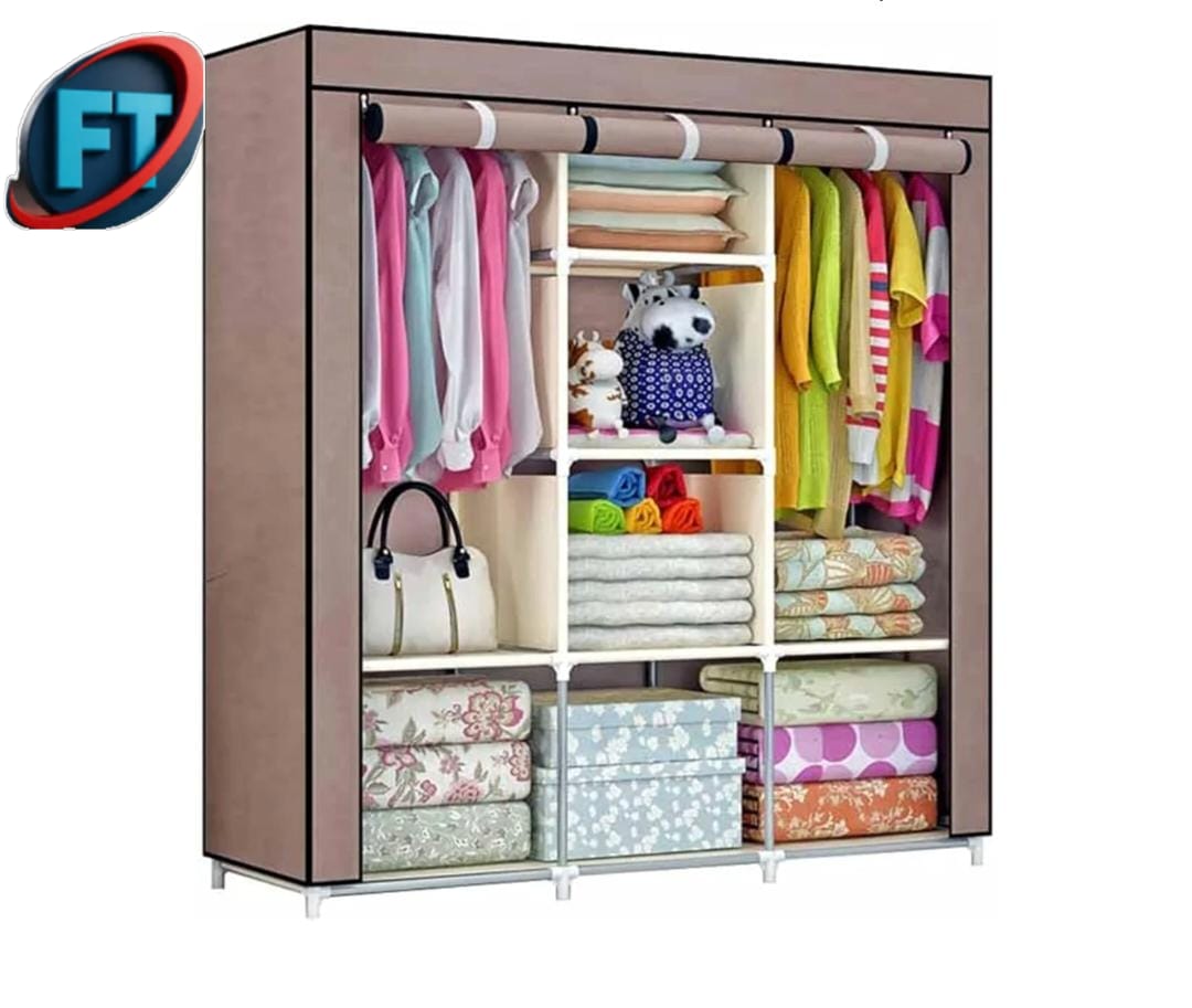 Portable Wardrobe With Adjustable Closets For Storage