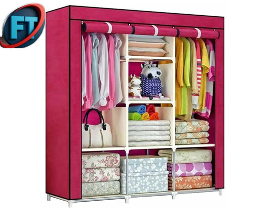 Portable Wardrobe With Adjustable Closets For Storage