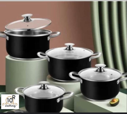 8 Piece Black Cookware Set for Everyday Cooking Performance