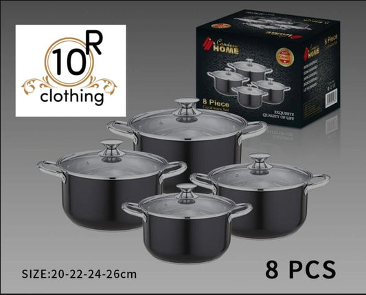 8 Piece Black Cookware Set for Everyday Cooking Performance