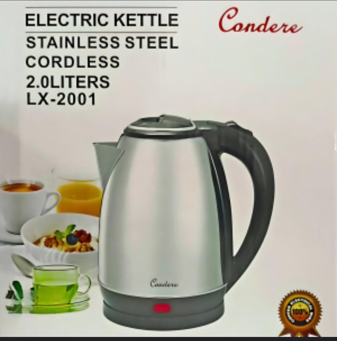 Condere 2L Stainless Steel Electric Kettle With Shutoff