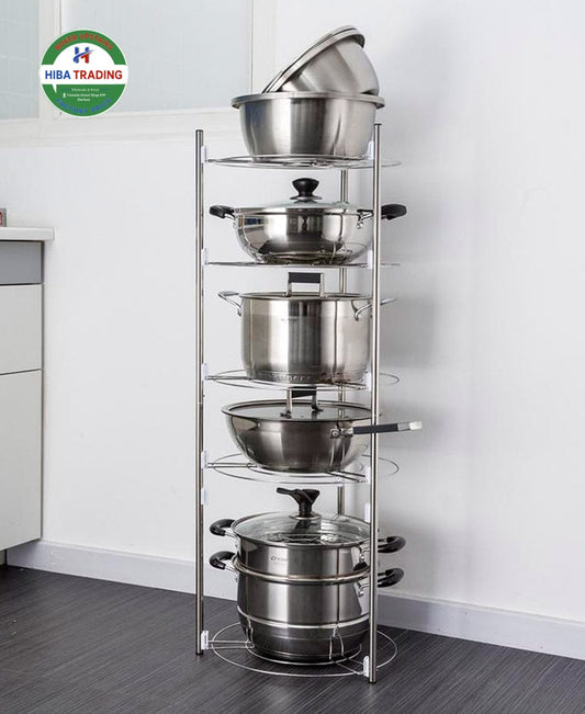 Five Tier Pot Stand Kitchen Rack Sturdy Steel Storage