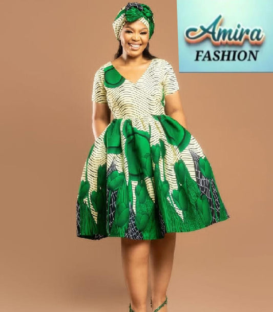 Two Piece Traditional Dress Set With Doek For Celebrations
