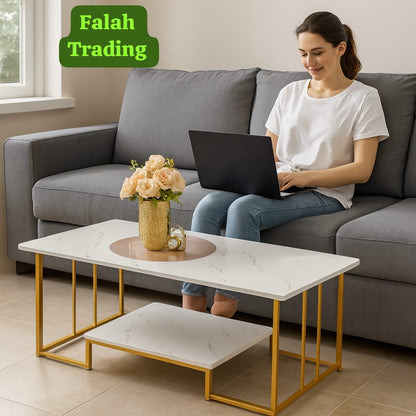 Modern Glass Top Coffee Table With Solid Wood Storage