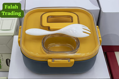 Stainless Steel Lunch Box With Fork Set For Meal Prep