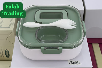 Stainless Steel Lunch Box With Fork Set For Meal Prep