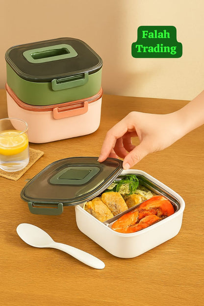 Stainless Steel Lunch Box With Fork Set For Meal Prep