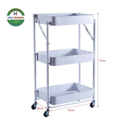 Stainless Steel Storage Rack 3 Tiers Folding Trolley