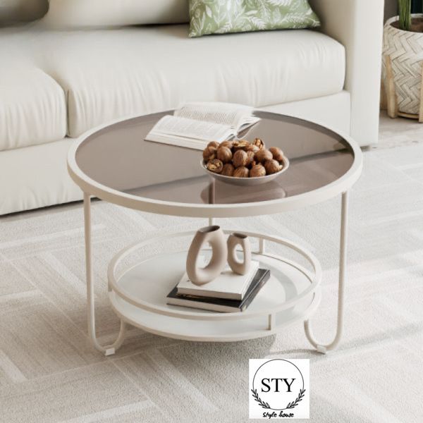 Two Tier Coffee Table With Modern Wood Storage Shelf