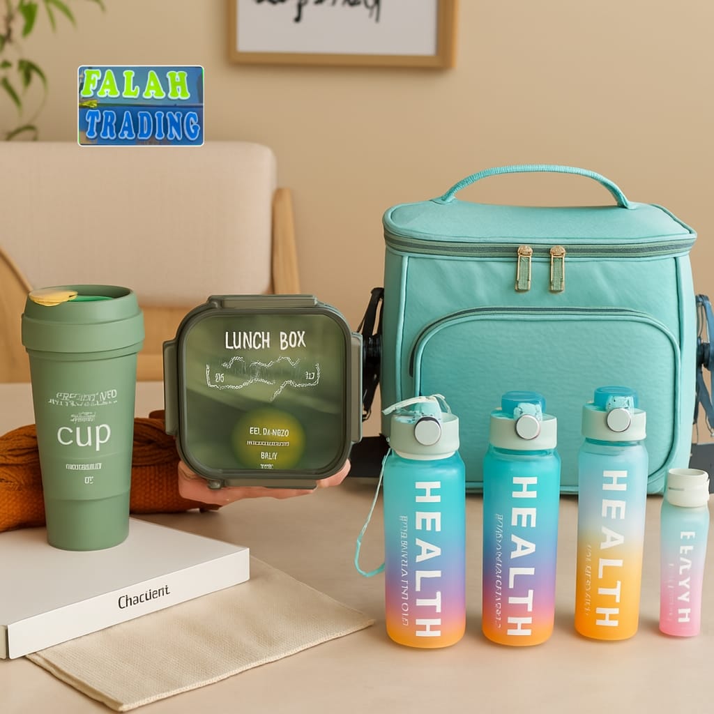 Lunch Box Set With 4 Bottles And Insulated Lunch Bag