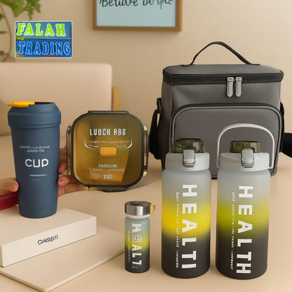 Lunch Box Set With 4 Bottles And Insulated Lunch Bag