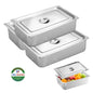 Two Piece Stainless Steel Food Tray Pan Serving Set