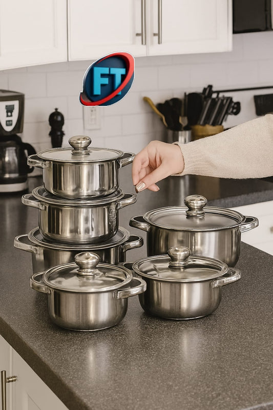 Five Piece Cookware Pot Set Nonstick Stainless Steel