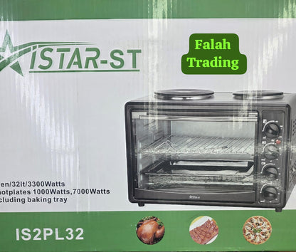 IStar ST 2 Plate With Oven 3300W Compact 32L Dual Hotplates