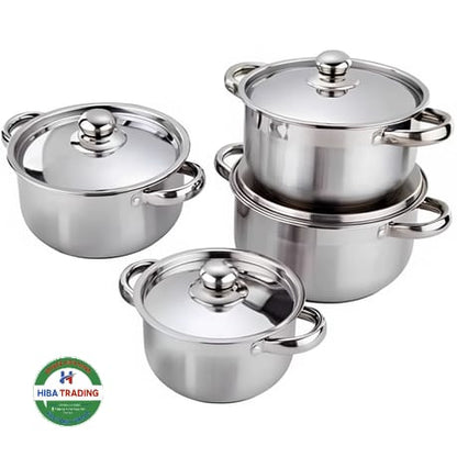 8 Piece Stainless Steel Durable Cookware Set For Daily Use
