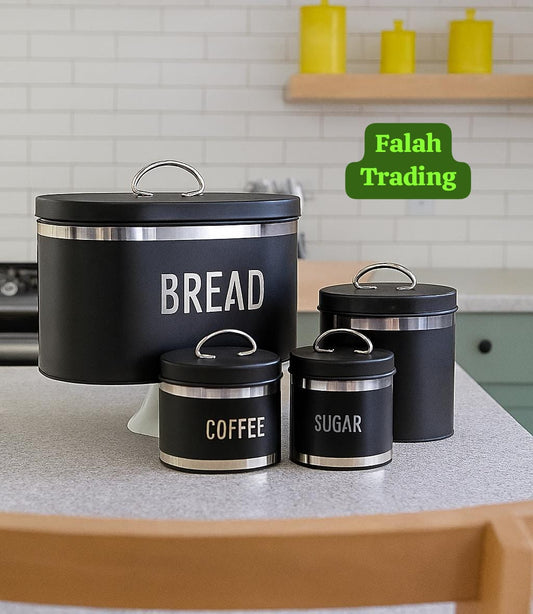 Airtight Bread Bin And Canister Set For Kitchen Storage