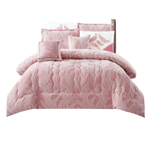 7 Piece Super King Comforter Set with Pillow Shams Deluxe