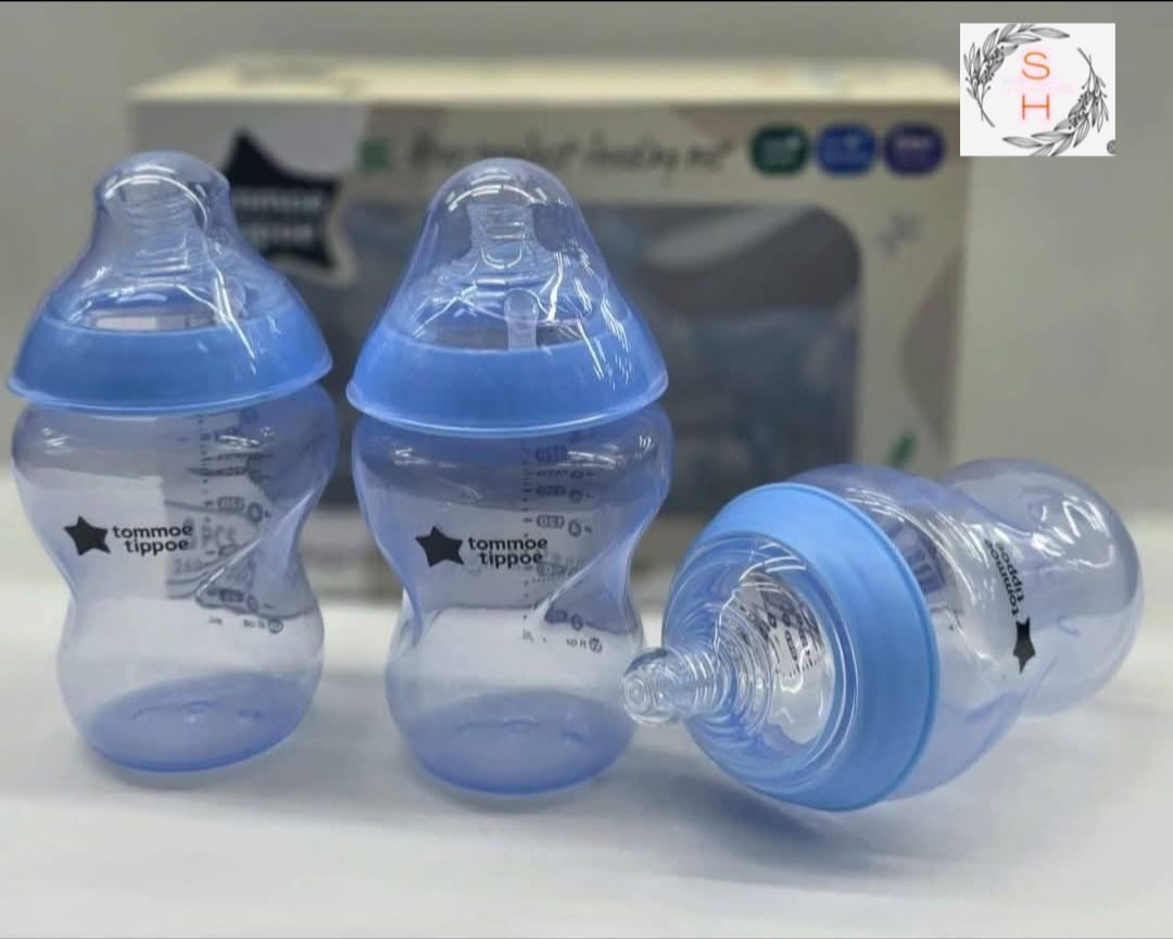 3 Piece Baby Bottles Set for Easy Feeding and Grip Design
