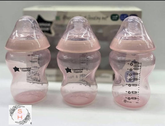 3 Piece Baby Bottles Set for Easy Feeding and Grip Design