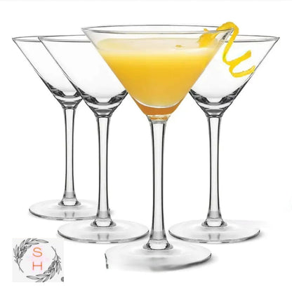 Six Piece V Shaped Martini Glasses Set For Entertaining
