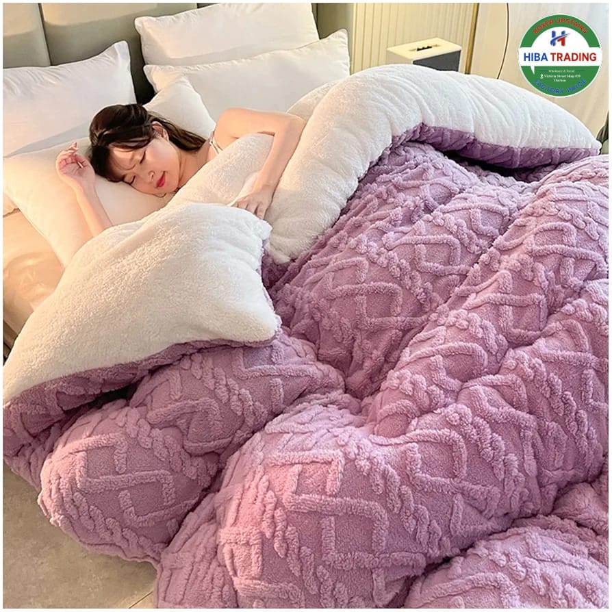 Winter Fleece Blanket 5 Piece Double Sided With Pillow Cases